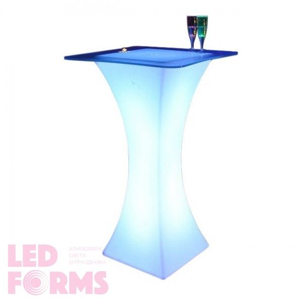 Стол барный светящийся LED Arcoro + стекло, светодиодный, высота 110 см., разноцветный RGB, с аккумулятором — Купить в интернет-