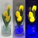 Ночник Светодиодные цветы LED FLORARIUM, жёлтые тюльпаны с синей подсветкой вазы — Купить в интернет-магазине LED Forms