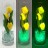 Ночник Светодиодные цветы LED FLORARIUM, жёлтые тюльпаны с зелёной подсветкой вазы — Купить в интернет-магазине LED Forms