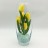 Светильник-ночник Светодиодные цветы LED GRACE — жёлтые тюльпаны с зелёной подсветкой вазы