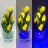 Светильник-ночник Светодиодные цветы LED GRACE — жёлтые тюльпаны с синей подсветкой вазы