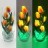 Светильник-ночник Светодиодные цветы LED GRACE, оранжевые тюльпаны с зелёной подсветкой вазы — Купить в интернет-магазине LED Fo