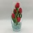 Светильник-ночник Светодиодные цветы LED GRACE — красные тюльпаны с зелёной подсветкой вазы