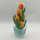 Светильник-ночник Светодиодные цветы LED GRACE — оранжевые тюльпаны с синей подсветкой вазы