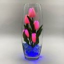 Светильник-ночник Светодиодные цветы LED GRACE, розовые тюльпаны с синей подсветкой вазы — Купить в интернет-магазине LED Forms