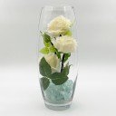 Светильник-ночник Светодиодные цветы LED HARMONY — белые розы с зелёной подсветкой вазы