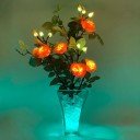Светильник Светодиодные цветы LED DREAM — жёлто-красные розы с зелёной подсветкой вазы