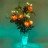 Светильник Светодиодные цветы LED DREAM — жёлто-красные розы с зелёной подсветкой вазы