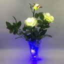 Светильник-ночник Светодиодные цветы LED NOVA, белые розы с синей подсветкой вазы — Купить в интернет-магазине LED Forms