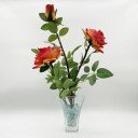 Светильник-ночник Светодиодные цветы LED NOVA — жёлто-красные розы с зелёной подсветкой вазы