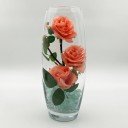 Светильник-ночник Светодиодные цветы LED HARMONY — розовые розы с зелёной подсветкой вазы