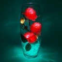 Светильник-ночник Светодиодные цветы LED HARMONY — розовые розы с зелёной подсветкой вазы