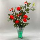 Светильник Светодиодные цветы LED DREAM — красные розы с зелёной подсветкой вазы