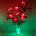 Светильник Светодиодные цветы LED DREAM — красные розы с зелёной подсветкой вазы
