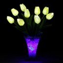 Светильник Светодиодные цветы LED JOY — белые тюльпаны с синей подсветкой вазы