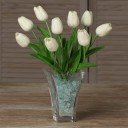 Светильник Светодиодные цветы LED JOY, белые тюльпаны с синей подсветкой вазы — Купить в интернет-магазине LED Forms