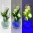 Светильник-ночник Светодиодные цветы LED GRACE — белые тюльпаны с синей подсветкой вазы