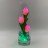 Ночник Светодиодные цветы LED FLORARIUM — розовые тюльпаны с зелёной подсветкой вазы