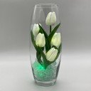 Светильник-ночник Светодиодные цветы LED GRACE, белые тюльпаны с зелёной подсветкой вазы — Купить в интернет-магазине LED Forms