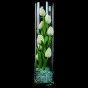 Светильник Светодиодные цветы LED SPIRIT — белые тюльпаны с синей подсветкой вазы