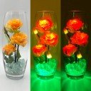Светильник-ночник Светодиодные цветы LED HARMONY — жёлтые розы с зелёной подсветкой вазы