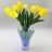 Светильник Светодиодные цветы LED JOY — жёлтые тюльпаны с синей подсветкой вазы