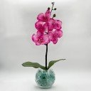 Светильник-ночник Светодиодные цветы LED PROVOCATION — малиновые орхидеи с зелёной подсветкой вазы