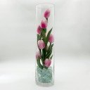 Светильник Светодиодные цветы LED SPIRIT — розовые тюльпаны с зелёной подсветкой вазы