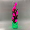 Светильник Светодиодные цветы LED SPIRIT, розовые тюльпаны с зелёной подсветкой вазы — Купить в интернет-магазине LED Forms