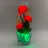 Светильник-ночник Светодиодные цветы LED HARMONY — красные розы с зелёной подсветкой вазы