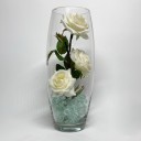 Светильник-ночник Светодиодные цветы LED HARMONY — белые розы с синей подсветкой вазы