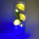 Светильник-ночник Светодиодные цветы LED HARMONY — белые розы с синей подсветкой вазы