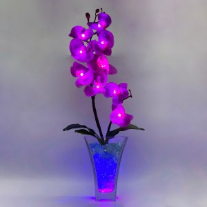 Светильник Светодиодные цветы LED INSPIRATION, малиновые орхидеи с синей подсветкой вазы