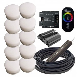 Комплект грунтовых светильников LED LUMBRUS Spot RGB 80x60 мм 10 шт. с контроллером и блоком питания