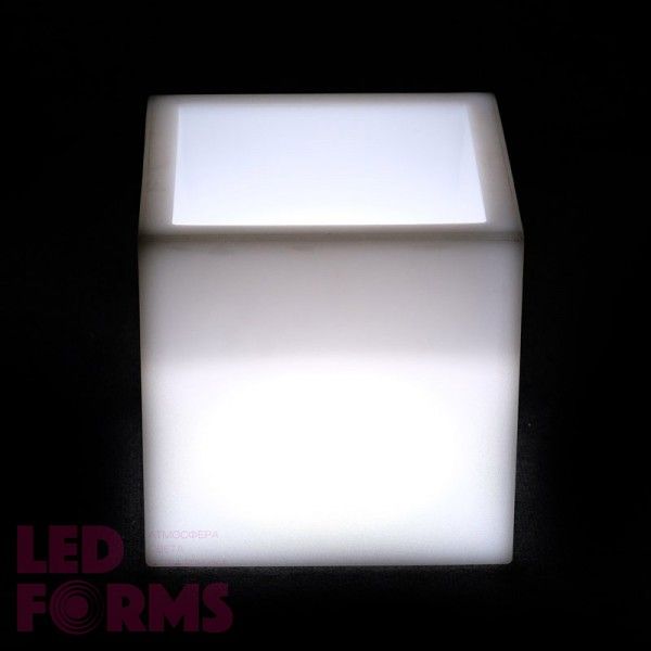 Светящееся кашпо куб для цветов LED PLAZA 30 см c белой светодиодной подсветкой IP65 220V