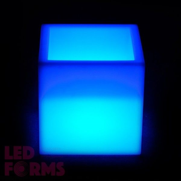Светящееся кашпо куб для цветов LED PLAZA 30 см c разноцветной RGB подсветкой и пультом ДУ IP65 220V
