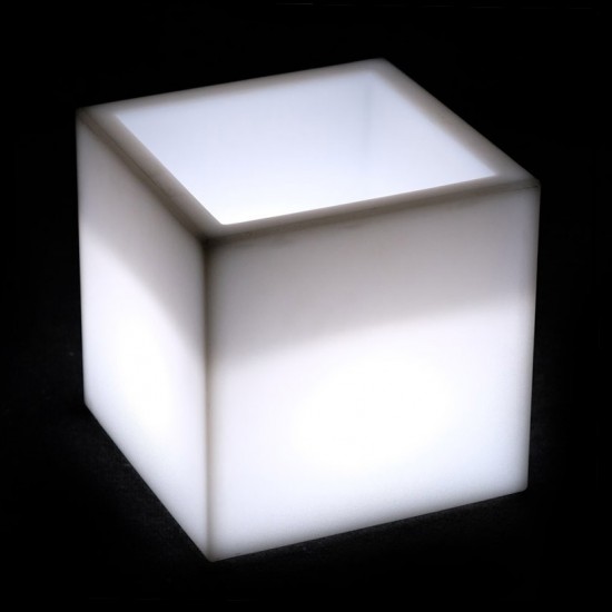 Светящееся кашпо куб для цветов LED PLAZA 40 см c белой светодиодной подсветкой IP65 220V