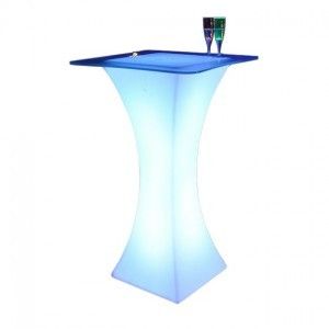 Стол барный светящийся LED Arcoro + стекло, светодиодный, высота 110 см., разноцветный RGB, 220V