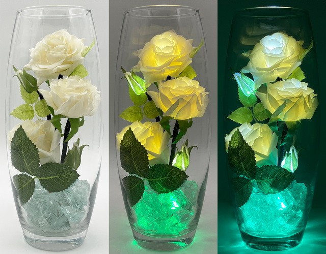 Купить светильник-цветы Светодиодные розы в стеклянной вазе ✨ LED Forms