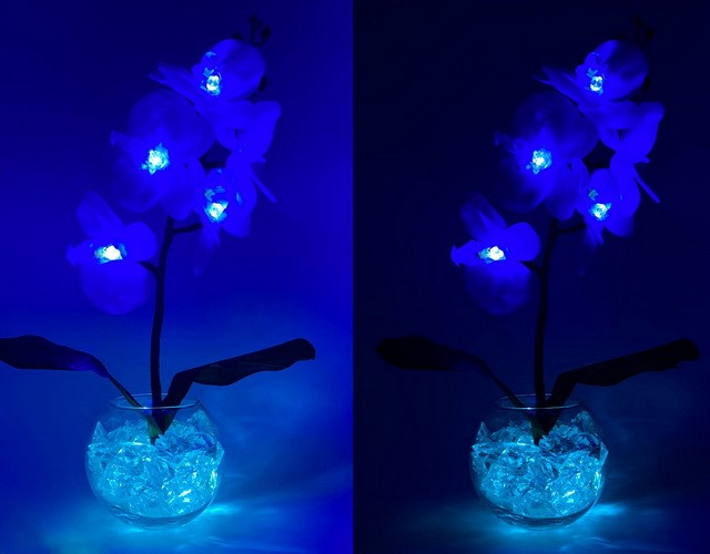 Купить светильник цветы в виде светящихся голубых орхидей в стеклянном шаре ✨ LED Forms