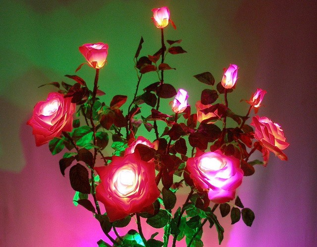 Купить дизайнерский светильник-цветы Светящиеся розы в вазе с подсветкой ✨ LED Forms