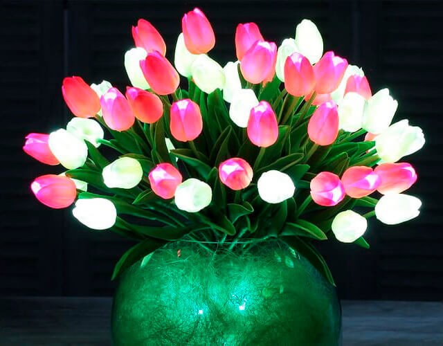Купить светильник цветы Большой букет из 51 светодиодных тюльпанов ✨ LED Forms